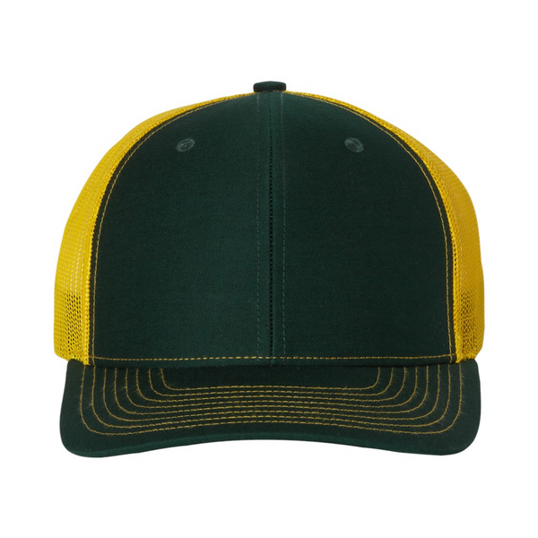 Richardson 112 | Adjustable Snapback Trucker Cap | Dark Green/ Yellow