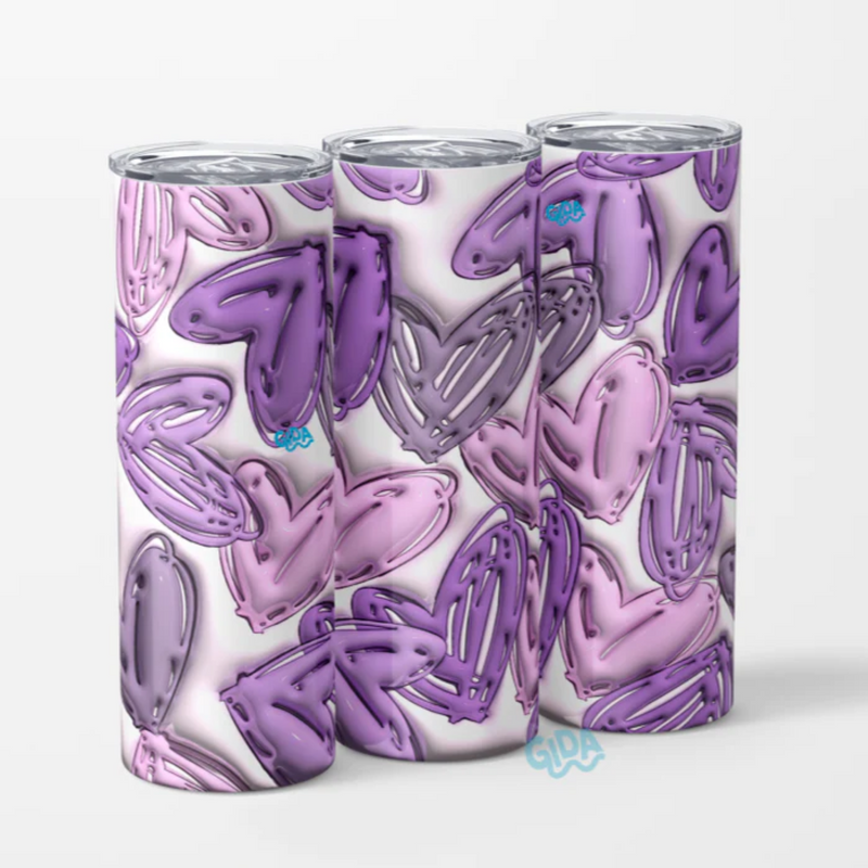 3D Wrap | Purple Hearts | 20 oz