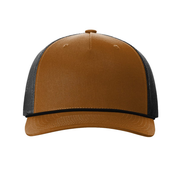 Richardson 112FPR | Five Panel Trucker with Rope Cap | Caramel Black