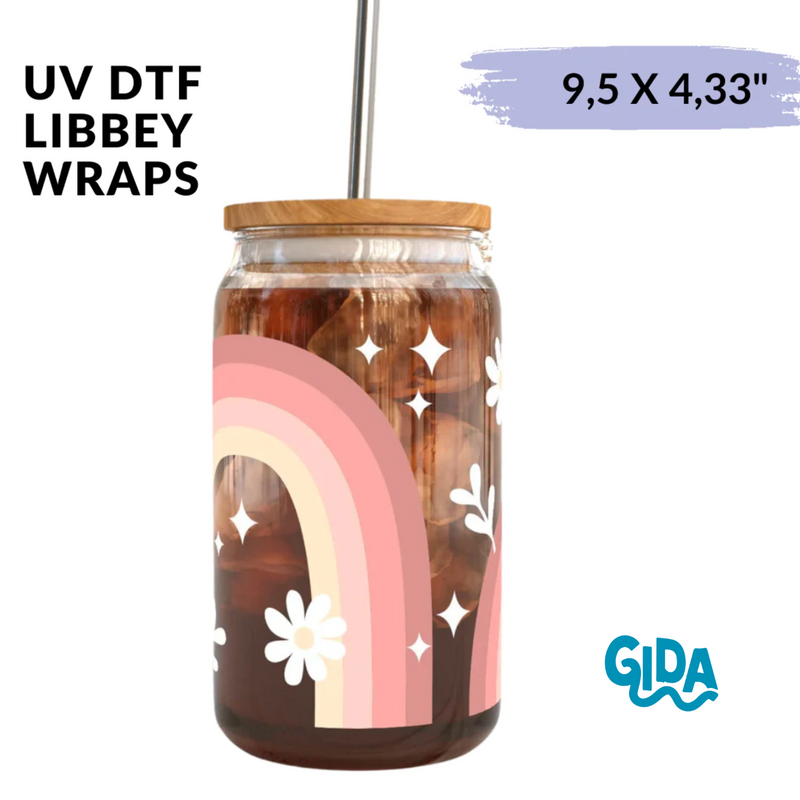UV DTF Wrap | Rainbow and Flowers | 9.5 x 4.33"