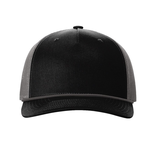 Richardson 112FPR | Five Panel Trucker with Rope Cap | Black Charcoal