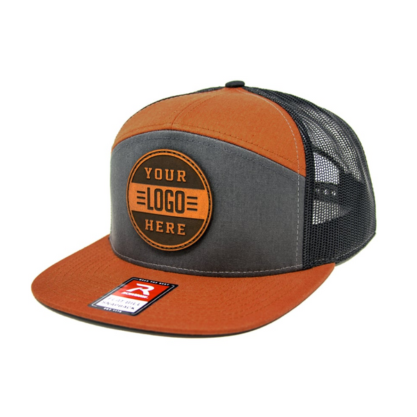 Richardson 168 | Seven Panel Trucker Cap | Charcoal Burnt Orange Black