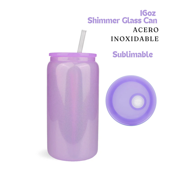 Shimmer Can Glass | 16oz | Purple | Acero Inox.