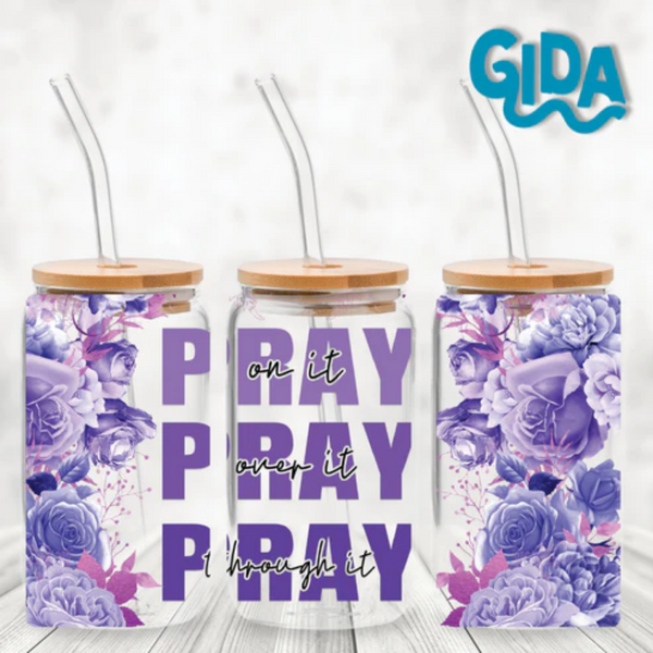UV DTF Wrap | Purple Floral Pray | 9.5 x 4.33"