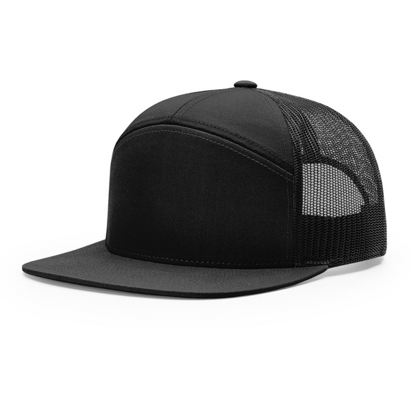 Richardson 168 | Seven Panel Trucker Cap | Black