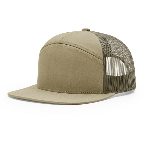 Richardson 168 | Seven Panel Trucker Cap | Pale Khaki / Loden Green