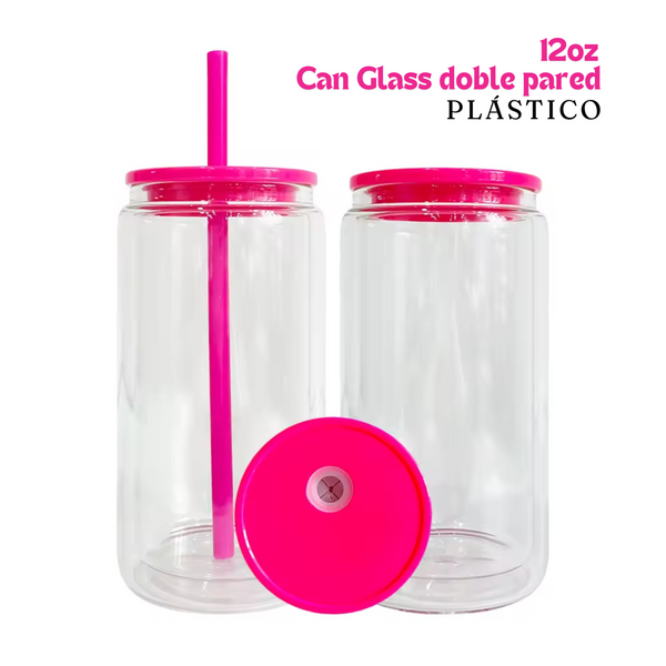 Can Glass Doble Pared para Snowglobes | 12 oz |Tapa Fucsia