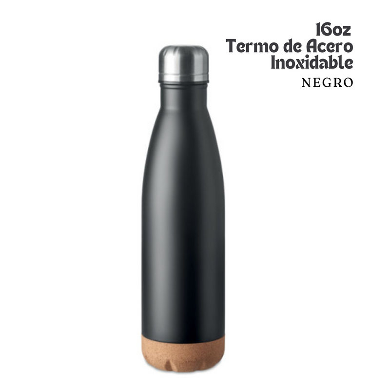 Termo de Acero Inoxidable | Negro | 16 oz + UV DTF Wrap GRATIS