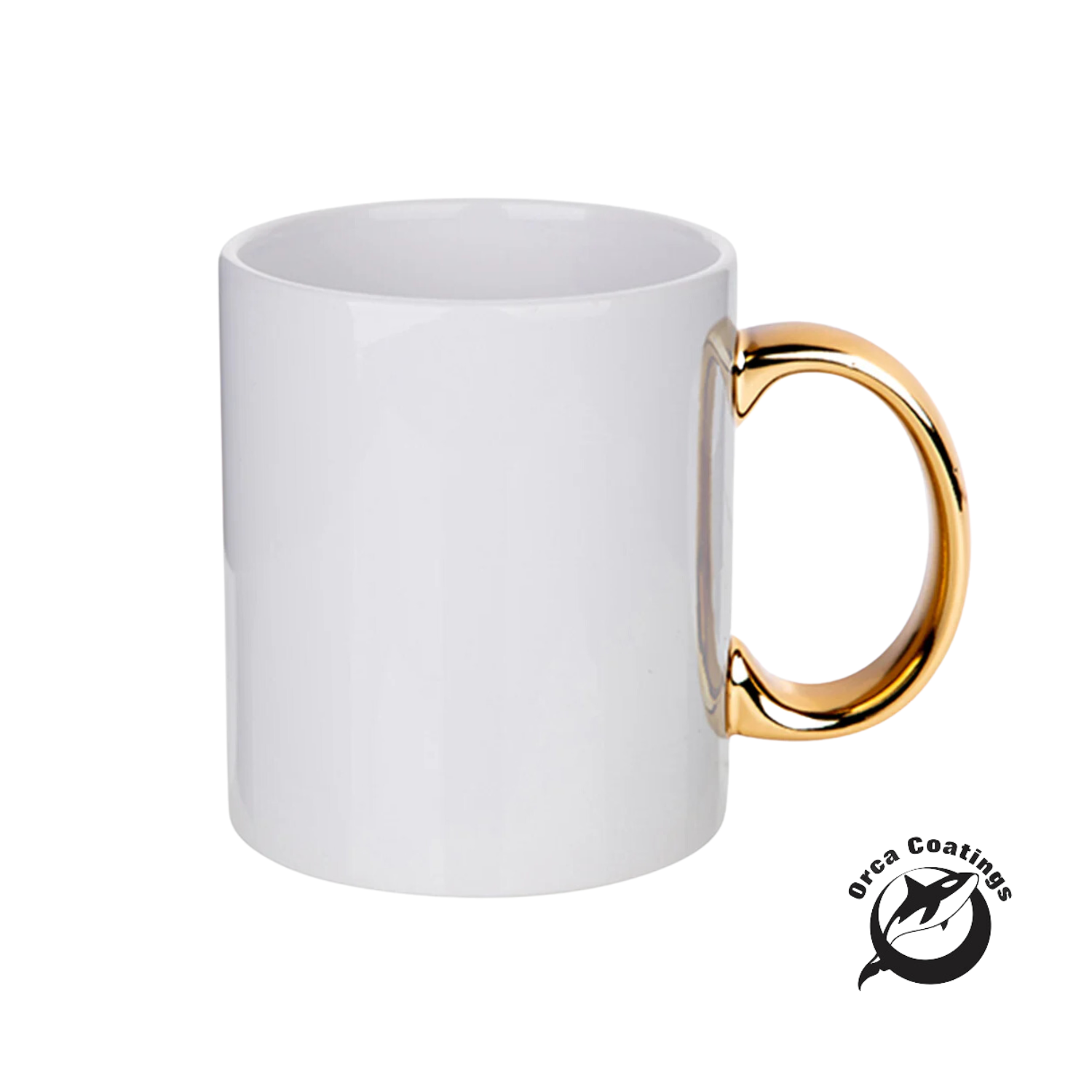 Taza de Cerámica | Blanca con Asa Dorada | 11oz