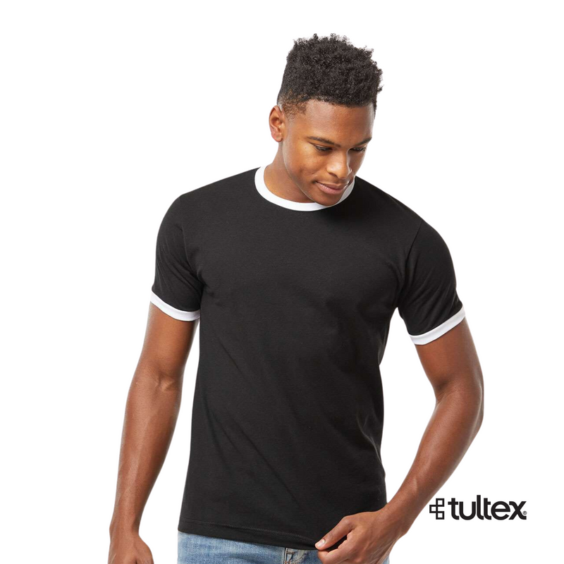 Tultex 246 | Fine Jersey Ringer T-shirt | Negro