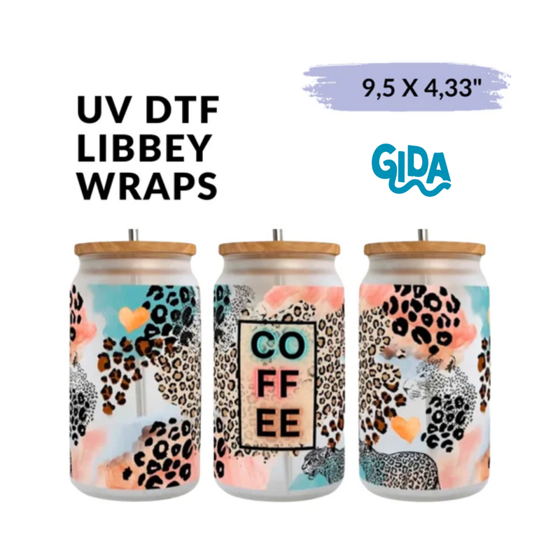 UV DTF Wrap | Coffee Animal Print | 9.5 x 4.33"
