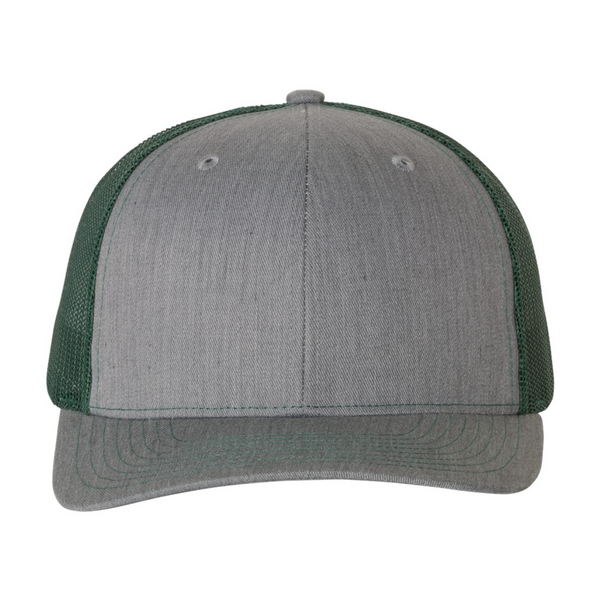 Richardson 112 | Adjustable Snapback Trucker Cap | Heather Grey / Dark Green