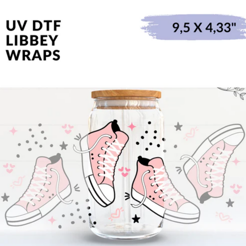 UV DTF Wrap | Pink Sneakers | 9.5 x 4.33"