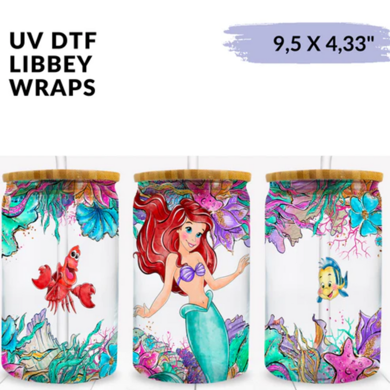 UV DTF Wrap | Watercolor Mermaid | 9.5 x 4.33"