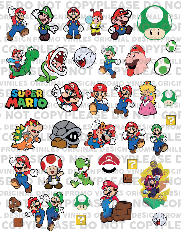 UV DTF 3D Sticker Sheets | Mario Bundle 1 | 8.5x11