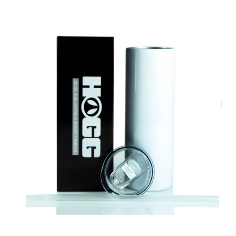 Vaso de Acero Inoxidable HOGG | Skinny con carrizo y tapa | 20 oz | Blanco