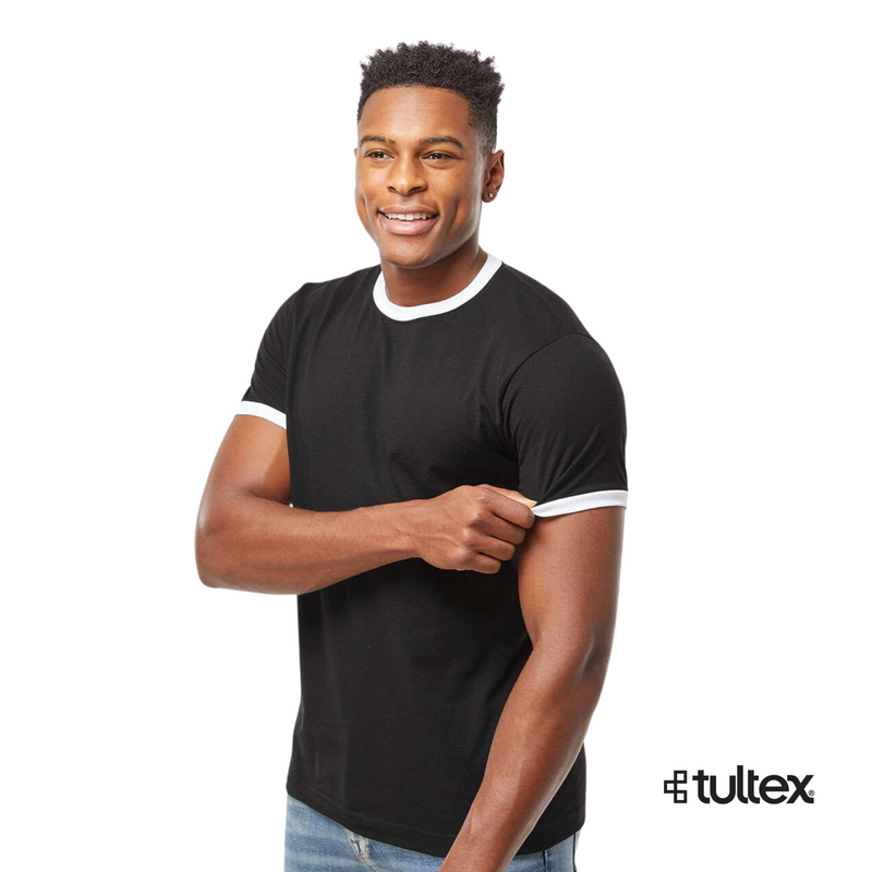 Tultex 246 | Fine Jersey Ringer T-shirt | Negro