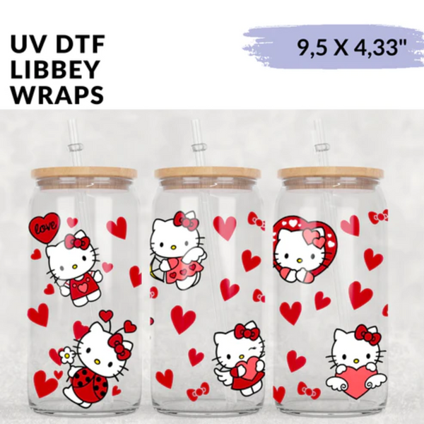 UV DTF Wrap |  Ladybug and Kitty Red Hearts | 9.5 x 4.33"
