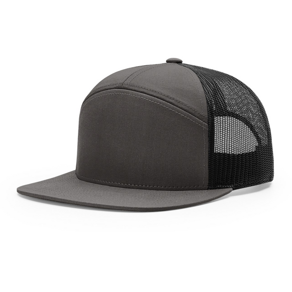 Richardson 168 | Seven Panel Trucker Cap | Charcoal/ Black