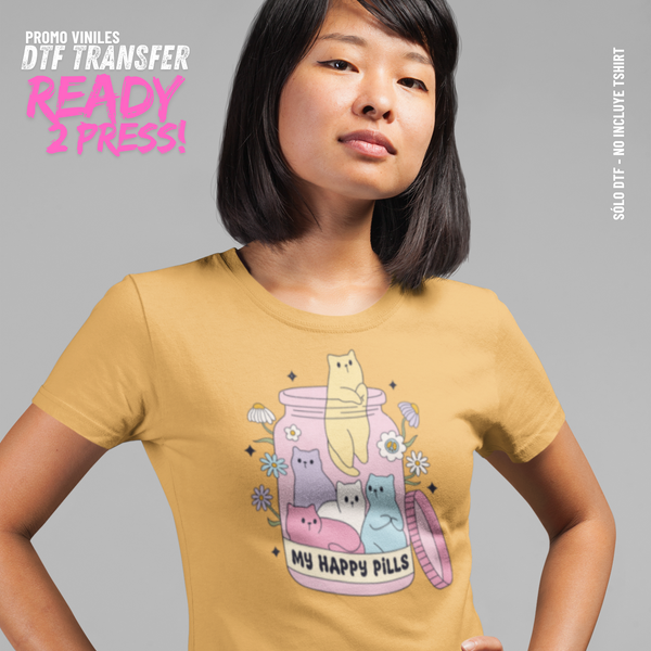 DTF Transfers | Happy Pink Pills