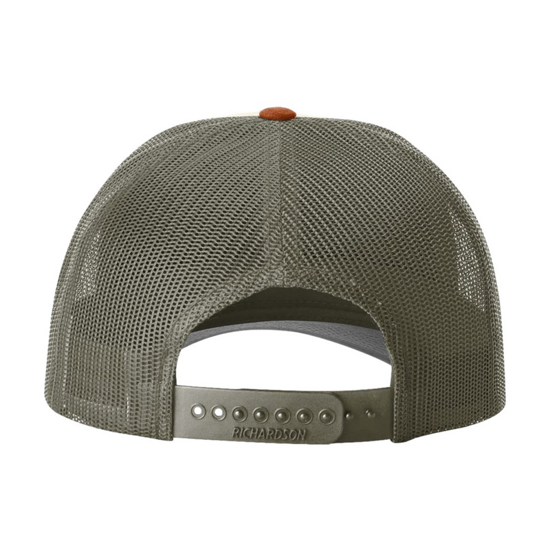 Richardson 115 | Low Pro Trucker Cap | Cream/ Loden Green/ Dark Orange