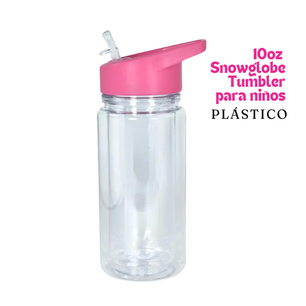 Snowglobe Tumbler para niños | 10 oz |Tapa Fucsia