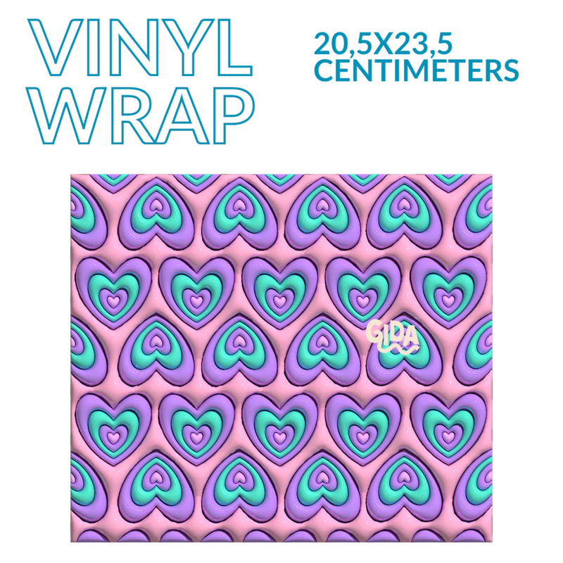 3D Wrap | Purple Pink Hearts | 20 oz