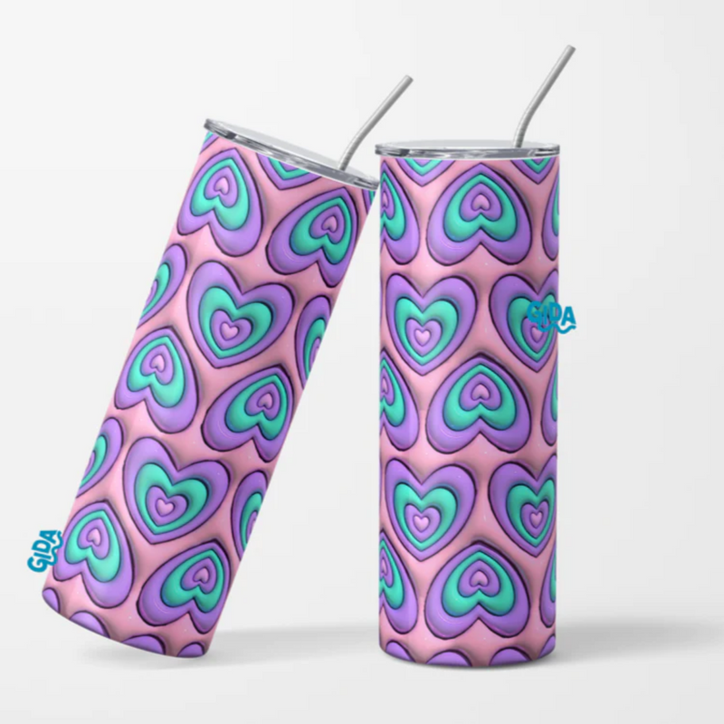 3D Wrap | Purple Pink Hearts | 20 oz