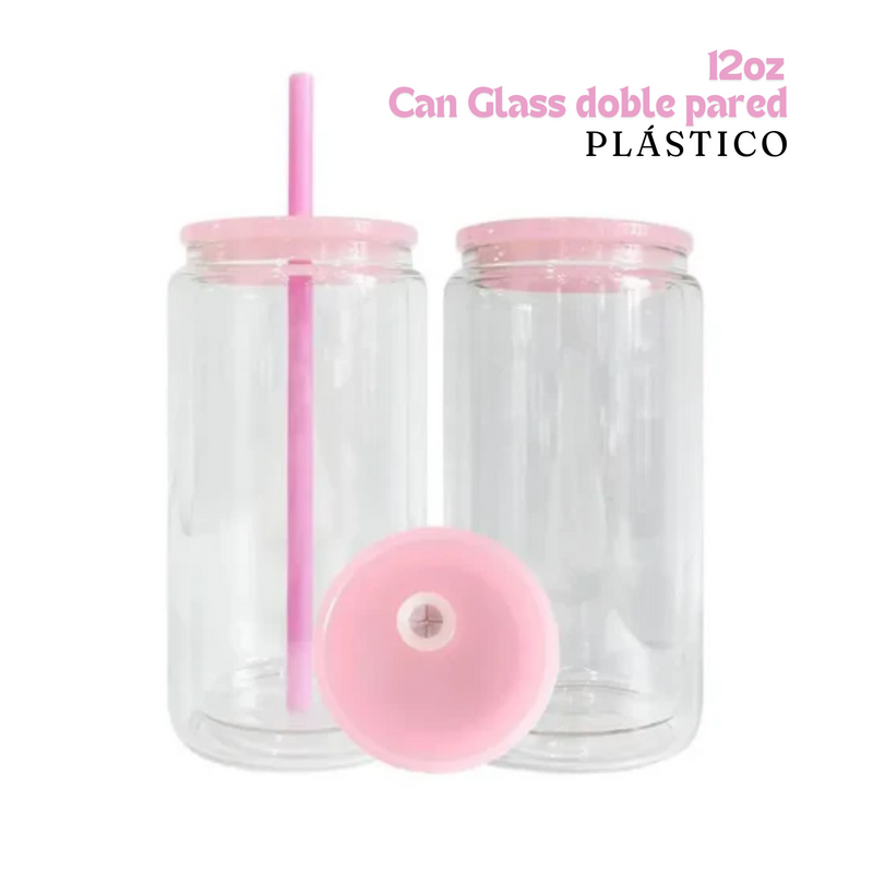 Can Glass Doble Pared para Snowglobes | 12 oz |Tapa Rosa