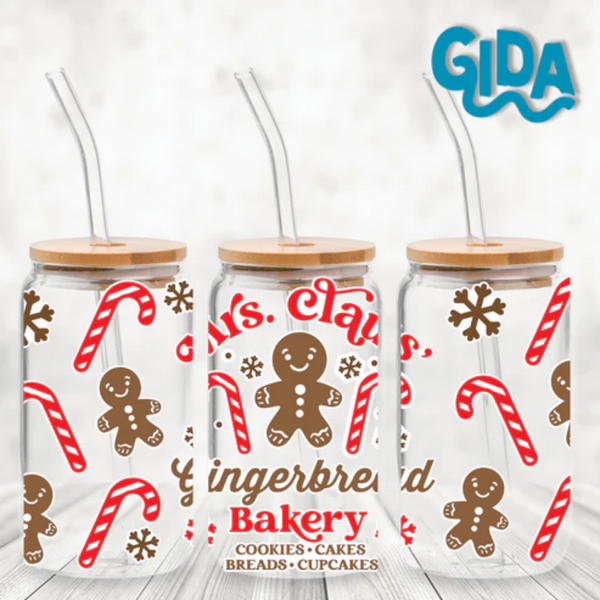 UV DTF Wrap | Mrs. Claus Gingerbread | 9.5 x 4.33"