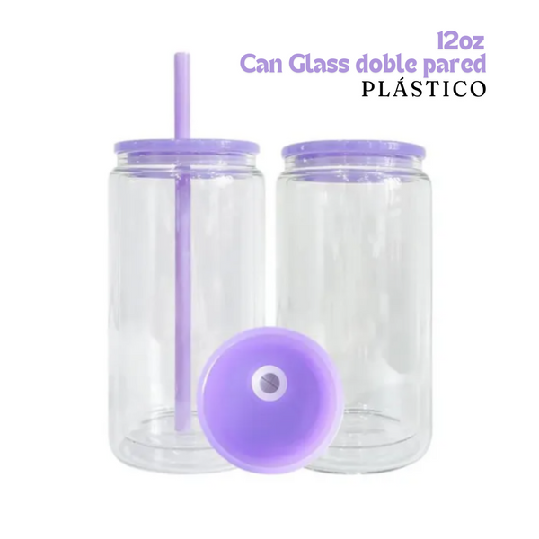 Can Glass Doble Pared para Snowglobes | 12 oz |Tapa Morada