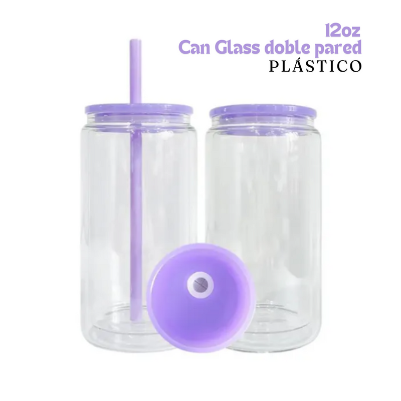 Can Glass Doble Pared para Snowglobes | 12 oz |Tapa Morada