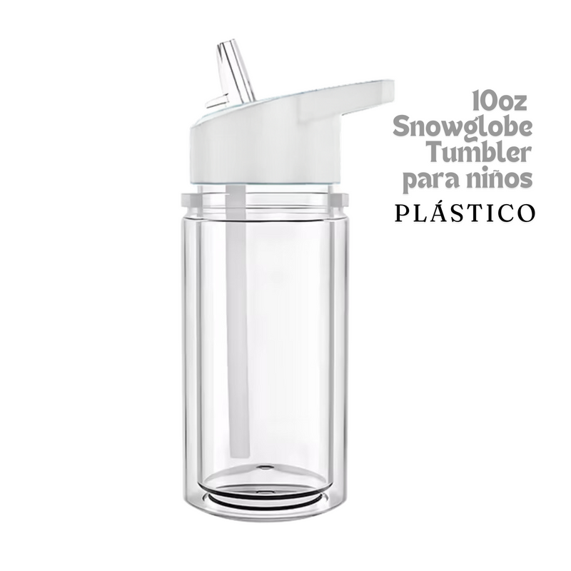 Snowglobe Tumbler para niños | 10 oz |Tapa Blanca