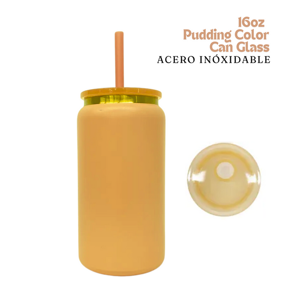 Pudding Color Can Glass | 16oz | Cream | Acero Inox.