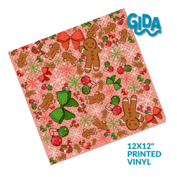 Vinyl Wrap | Gingerbread Man Cookies, Bows Christmas | 12x12"