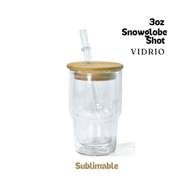 Shot para Snowglobe | Tapa de bambú y carrizo | Clear | 3oz