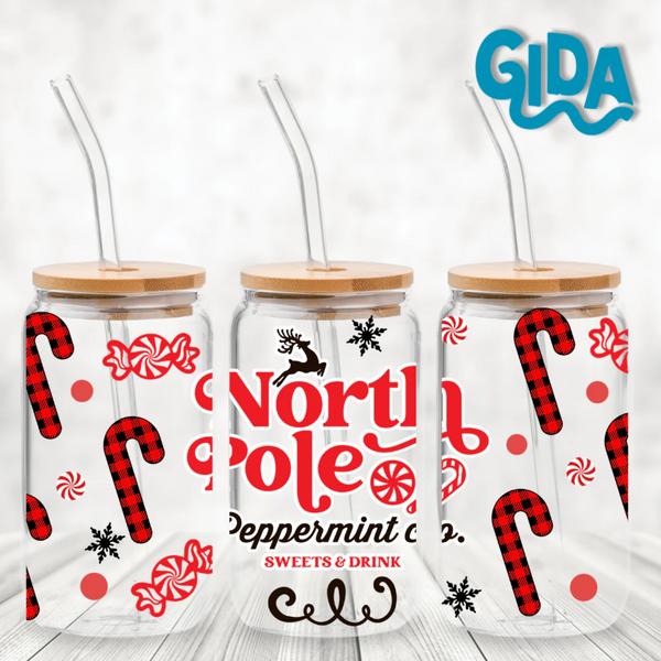 UV DTF Wrap | North Pole Candy Cane | 9.5 x 4.33"