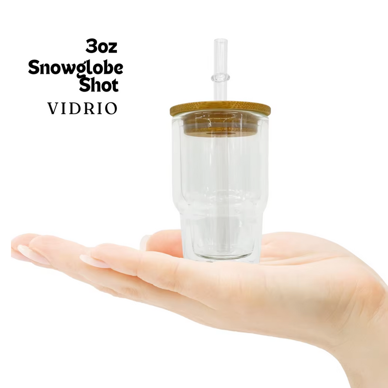 Shot para Snowglobe | Tapa de bambú y carrizo | Clear | 3oz