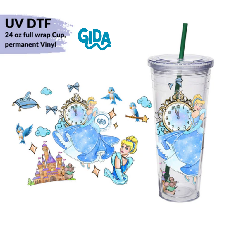UV DTF Wrap | Blue Cinderella | 24oz