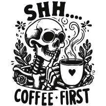 UV DTF Mini Stickers | Coffee First | 3"