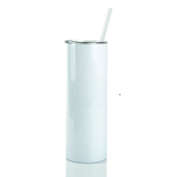 Vaso de Acero Inoxidable | Skinny con carrizo plástico | 20 oz | Blanco