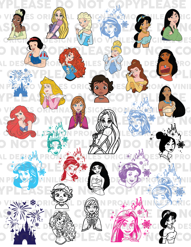 UV DTF 3D Sticker Sheets | Princess | 8.5x11