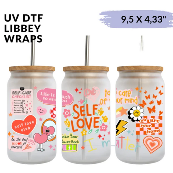 UV DTF Wrap | Self Love Quotes | 9.5 x 4.33"
