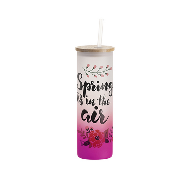 Vaso Skinny de Vidrio | Frosted con degradé rosa | 20 oz