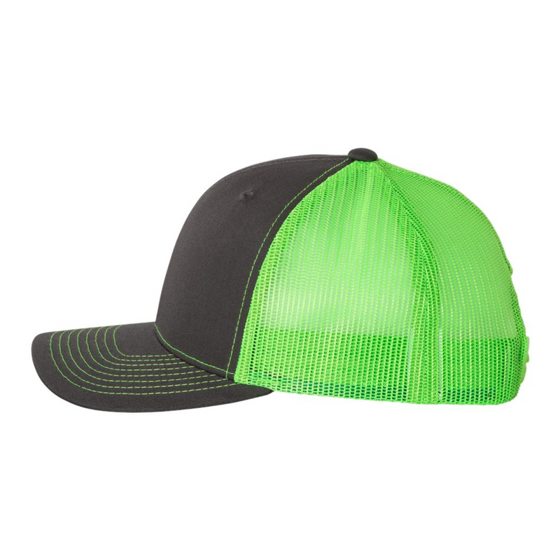Richardson 112 | Adjustable Snapback Trucker Cap | Charcoal/ Neon Green