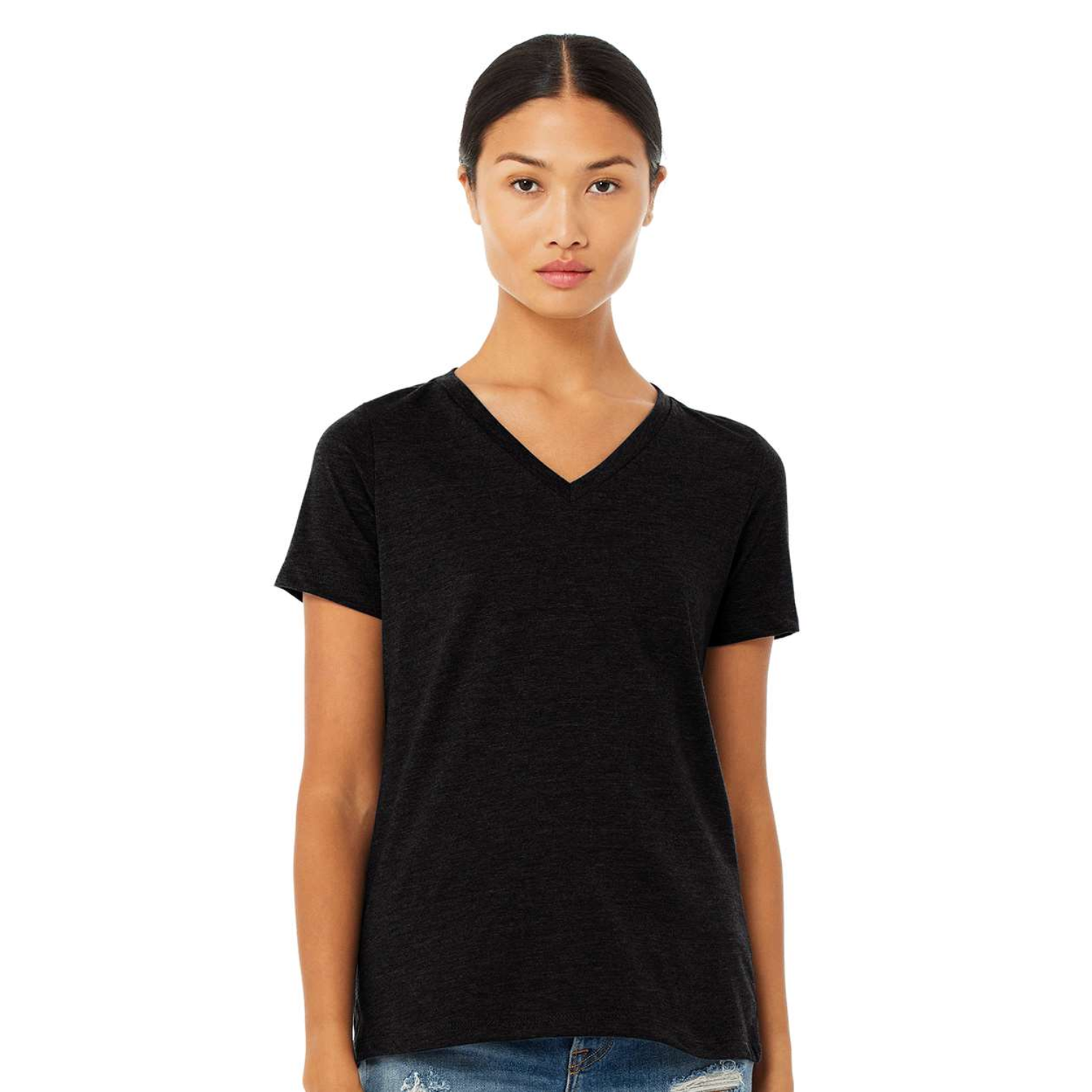 Bella Canvas 6405CVC | Women Relaxed Fit V-Neck | Black