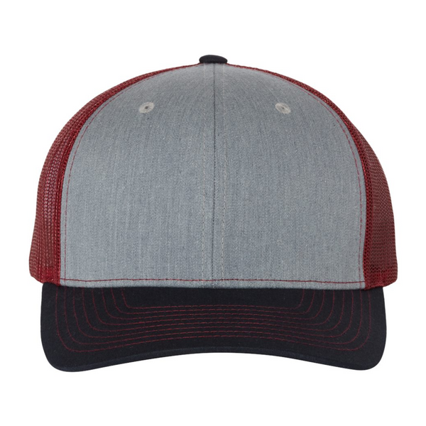 Richardson 112 | Adjustable Snapback Trucker Cap | Heather Grey/ Cardinal/ Navy