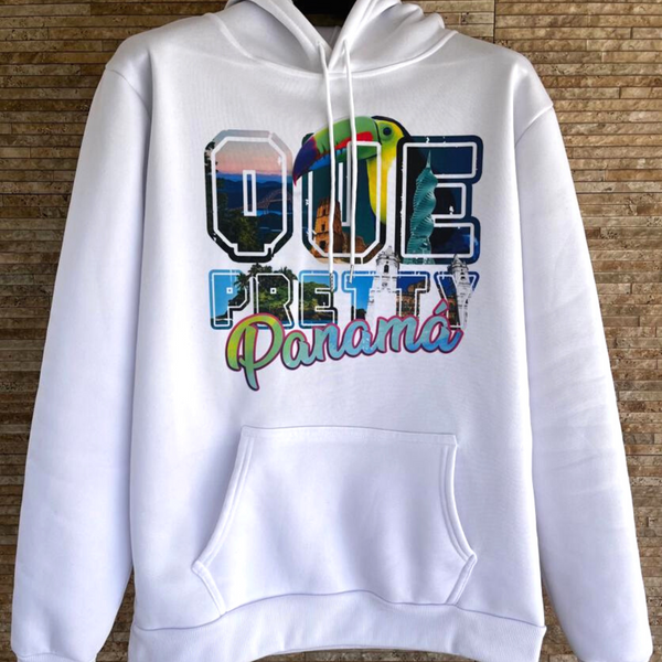 Que Pretty Panamá | Hoodie Blanco Sublimable | Unisex